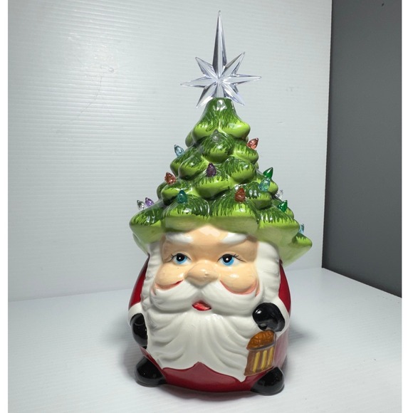 Other - Vintage Style Ceramic Light Up Santa Christmas Tree Figurine Battery Operated